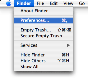 Mac OS X Finderi eelistused