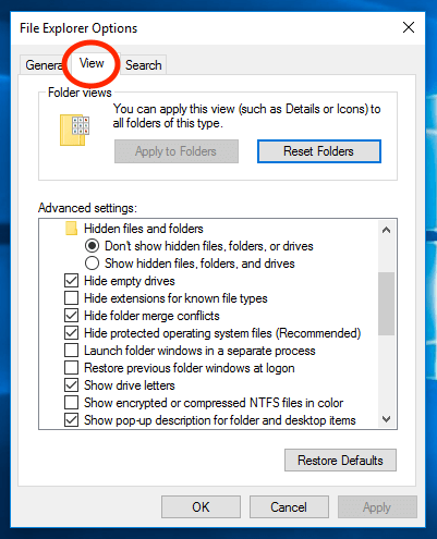 Windows 10 File Exploreri vaate suvandid