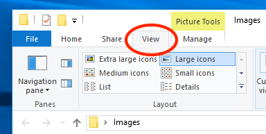 Windows 10 vahekaart File Explorer