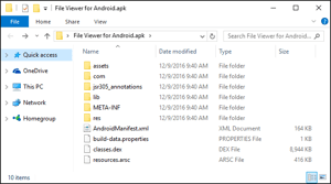 Pärast ekstraktimist Windows Exploreris .apk-faili ekraanipilt