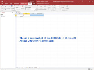 Microsoft Access 2016 .mdb-faili ekraanipilt
