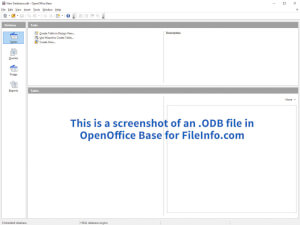Ekraanipilt .odb-failist Apache OpenOffice Base'is 4.1.3