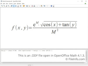 Ekraanipilt .odf-failist OpenOffice Math 4.1.3-s