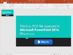 Ekraanipilt .pot-failist Microsoft PowerPoint 2016-s
