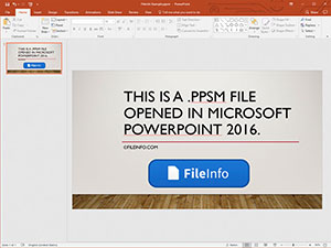 Ekraanipilt .ppsm-failist Microsoft PowerPoint 2016-s