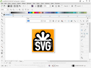 .Svg-faili ekraanipilt CorelDRAW Graphics Suite X8-s