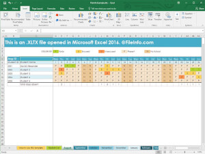 Ekraanipilt .xltx-failist Microsoft Excel 2016-s