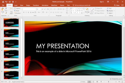 Ekraanipilt Microsoft PowerPoint 2016-st
