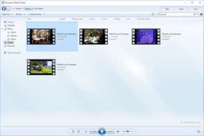 Ekraanipilt Microsoft Windows Media Player 12-st